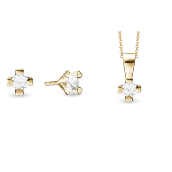 Mary 14 kt guld smykkesæt med i alt 1,20 ct labgrown diamanter Wesselton VS